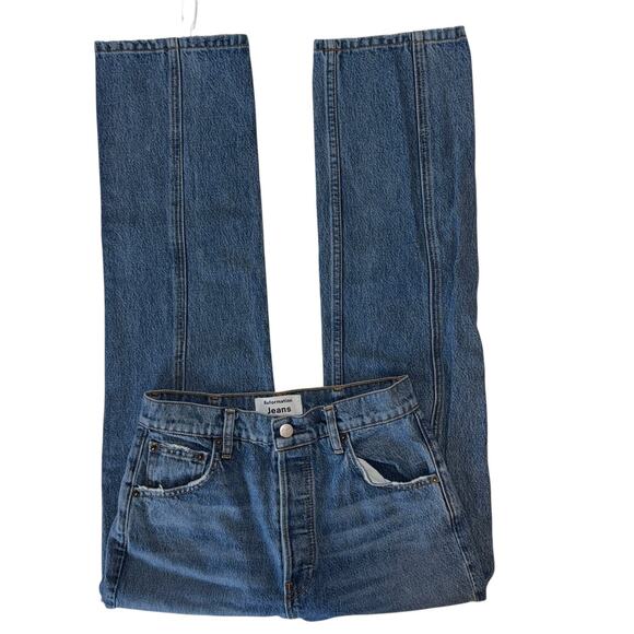 Agolde Blue Sydney Demin Saddle Straight Leg Button Fly Jeans Size 26 - Picture 7 of 15